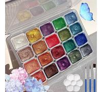 Aquarelle artistique en poudre minérale à pigments nacrés, 20 couleurs d'aquarelle scintillantes, aquarelle changeante, coffret de peintures aquarelles, aquarelle nacrée pour la peinture (A)