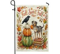 Aquarelle Automne Catahoulas Léopard Chien Avant Cour Arrière Jardin Drapeaux Verticaux 30,5 x 45,7 cm Double Face pour Extérieur, Livre de Citrouille Automne Petits Drapeaux de Pelouse, Décoration