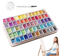 Aquarelle | Avec pinceau, paillettes et fournitures de peinture,Kit de 60 godets aquarelle avec palette,Pour artistes, débutants, adultes, coloriage, école, maison, voyage
