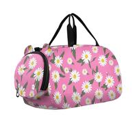 Aquarelle Bleu Baleines Nuit Espace Filles Sac de voyage Fourre-tout de nuit Weekender Duffel Boys Carry on Duffel Bag Sports Duffle Bag, Petite marguerite blanche et rose, Classique
