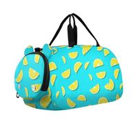 Aquarelle Bleu Baleines Nuit Espace Filles Sac de voyage Fourre-tout de nuit Weekender Duffel Boys Carry on Duffel Bag Sports Duffle Bag, Tranches de citron jaune turquoise, Classique