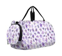 Aquarelle Bleu Baleines Nuit Espace Filles Sac de voyage Fourre-tout de nuit Weekender Duffel Boys Carry on Duffel Bag Sports Duffle Bag, Violet clair Violet Fleurs Blanc, Classique