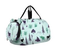 Aquarelle Bleu Baleines Nuit Espace Filles Sac de voyage Fourre-tout de nuit Weekender Duffel Boys Carry on Duffel Bag Sports Duffle Bag, Silhouettes Animaux Cactus Turquoise, Classique