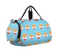 Aquarelle Bleu Baleines Nuit Espace Filles Sac de voyage Fourre-tout de nuit Weekender Duffel Boys Carry on Duffel Bag Sports Duffle Bag, Visages de chien mignons bleus 1, Classique