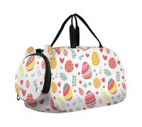 Aquarelle Bleu Baleines Nuit Espace Filles Sac de voyage Fourre-tout de nuit Weekender Duffel Boys Carry on Duffel Bag Sports Duffle Bag, Œufs de Pâques colorés blancs, Classique