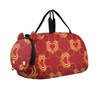 Aquarelle Bleu Baleines Nuit Espace Filles Sac de voyage Fourre-tout de nuit Weekender Duffel Boys Carry on Duffel Bag Sports Duffle Bag, Cœurs rouges et dorés, Classique