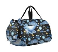 Aquarelle Bleu Baleines Nuit Espace Filles Sac de voyage Fourre-tout de nuit Weekender Duffel Boys Carry on Duffel Bag Sports Duffle Bag, Aquarelle Blue Whales Night Space, Classique