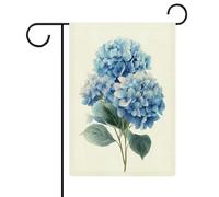 Aquarelle Bleu Hortensia Bouquet Classique Botanique Jardin Drapeau Vacances Saisonnières Toile de jute Double Face Maison Cour Drapeaux Extérieur 32 x 47 cm
