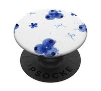 Aquarelle Blueberry Botanical Summer Garden PopSockets PopGrip Adhésif