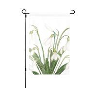 Aquarelle botanique de fleur de perce-neige blanche, drapeau de jardin d'été double face de 12 x 18 pouces pour l'extérieur