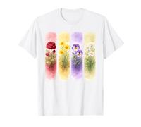 Aquarelle Botanique Printemps Été Fleurs Art T-Shirt