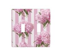 Aquarelle Bouquet de pivoines rose pâle double gang à bascule plaque murale décoration d'interrupteur taille standard - 11,4 x 11,4 cm