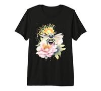Aquarelle Bourdon Pivoine Fleur Nature Art T-Shirt Haut de Gamme
