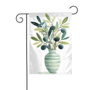 Aquarelle Branches d'olivier dans un vase Drapeau de jardin 30 x 45 cm Vertical double face Ferme Vacances Décorations extérieures Drapeau de cour