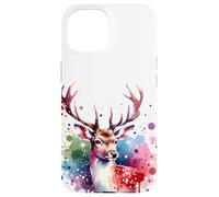 Aquarelle Cerf, Buck coloré pour Les Amoureux de la Nature et de la Faune Coque pour iPhone 15