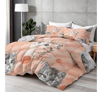 Aquarelle Chatons Rayures Couette sans Housse 260x240cm, Rose Couette Imprimée Animaux 4 Saisons Couettes Matelassée pour Amoureux des Chats, Lavable en Machine, Edredon Legere et Chaude