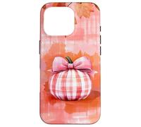 Aquarelle Citrouille Automne Halloween Plaid Nœud Rose Graphique Coque pour iPhone 16 Pro