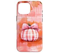 Aquarelle Citrouille Automne Halloween Plaid Nœud Rose Graphique Coque pour iPhone 16 Pro Max