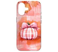 Aquarelle Citrouille Automne Halloween Plaid Nœud Rose Graphique Coque pour iPhone 17
