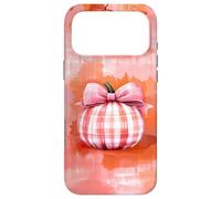 Aquarelle Citrouille Automne Halloween Plaid Nœud Rose Graphique Coque pour iPhone 17 Pro Max
