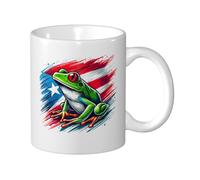 Aquarelle Coffee Mugs Grenouille drapeau de Porto Rico Tasse À Café en porcelaine Amusants Tasses à thé pour Fête des Pères Amies 330ml