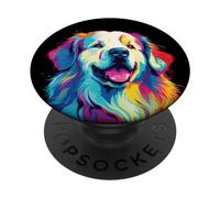 Aquarelle Coloré Bouvier des Pyrénées Grandes Pyrénées PopSockets PopGrip Adhésif