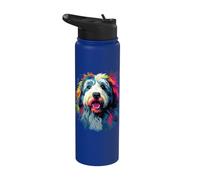 Aquarelle Coloré Old English Sheepdog Chiens Stainless Steel Insulated Water Bottle