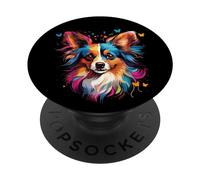 Aquarelle colorée Chien Épagneul Nain Continental PopSockets PopGrip Adhésif
