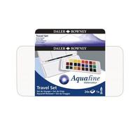 Daler Rowney Aquafine - Set de voyage peinture aquarelle - 24 demi-godets et 1 pinceau