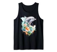 Aquarelle Dauphin Fleurs Tropicales Océan Art Débardeur