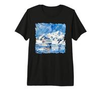Aquarelle de Bateau de croisière en Antarctique T-Shirt Haut de Gamme