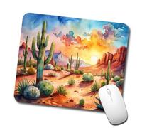 Aquarelle De Cactus du Désert du Sud-Ouest Tapis De Souris Gaming Petit Tapis De Souris Antidérapant Mouse Pad pour Travail Bureau Ordinateur 25X30Cm