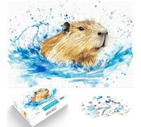 Aquarelle de Capybara Puzzles pour Adultes 1000 pièces Jeu Stimulant et Jeu Familial Renforcer l'amour Entre Les Couples 38x26cm