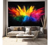 Aquarelle De Fumée Arc-En-Ciel 3D Effet Tapisserie Éclaboussure Abstraite Murale Tapisserie Murales Décosourision Murale En Tissu Pour Chambre Salon Serviette De Plage Tenture Murale 150X200Cm