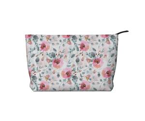 Aquarelle de la Flore australienne : Eucalyptus et Fleurs Roses,Trousse de Toilette en Velours côtelé, Trousse de Maquillage Portable pour Les Voyages