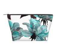Aquarelle De Roses Sarcelle Florales Fleur Bleue, Trousse de Toilette Trousse de Maquillage Sac à cosmétiques Trousse de Toilette de Voyage Portable