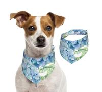 Aquarelle d'hortensia imprimée,Bandanas pour Chien, écharpe en Coton, Bavoirs réglables pour Animaux de Compagnie,L