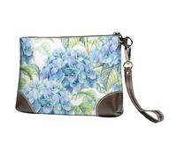 Aquarelle d'hortensia imprimée,Sacs à Main en Cuir PU pour Femmes, Pochette à Fermeture éclair, Portefeuille, Sac à Main avec dragonne