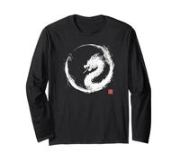 Aquarelle Dragon Enso Circle - Art Minimaliste Japonais Manche Longue