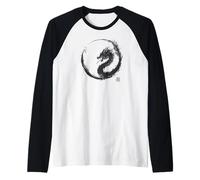Aquarelle Dragon Enso Circle - Art Minimaliste Japonais Manche Raglan