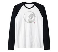 Aquarelle Dragon Enso Circle - Art Minimaliste Japonais Manche Raglan