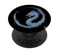 Aquarelle Dragon Enso Circle - Art Minimaliste Japonais PopSockets PopGrip Adhésif