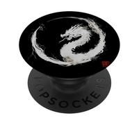 Aquarelle Dragon Enso Circle - Art Minimaliste Japonais PopSockets PopGrip Adhésif
