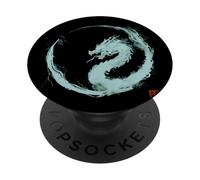 Aquarelle Dragon Enso Circle - Art Minimaliste Japonais PopSockets PopGrip Adhésif