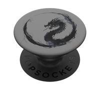 Aquarelle Dragon Enso Circle - Art Minimaliste Japonais PopSockets PopGrip Adhésif
