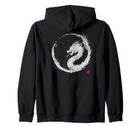 Aquarelle Dragon Enso Circle - Art Minimaliste Japonais Sweat à Capuche