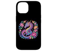 Aquarelle Dragon Fleurs Beau Art Coloré Graphique Coque pour iPhone 14