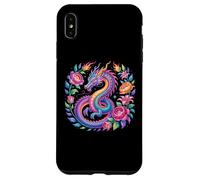 Aquarelle Dragon Fleurs Beau Art Coloré Graphique Coque pour iPhone XS Max
