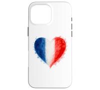 Aquarelle drapeau français amour coeur bleu blanc rouge pinceau art Coque pour iPhone 16 Pro Max