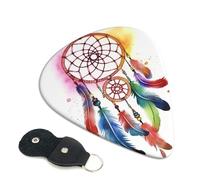 Aquarelle Dream Catcher Lot de 6 médiators avec porte-médiators en cuir pour guitare électrique, ukulélé 0,46 mm
